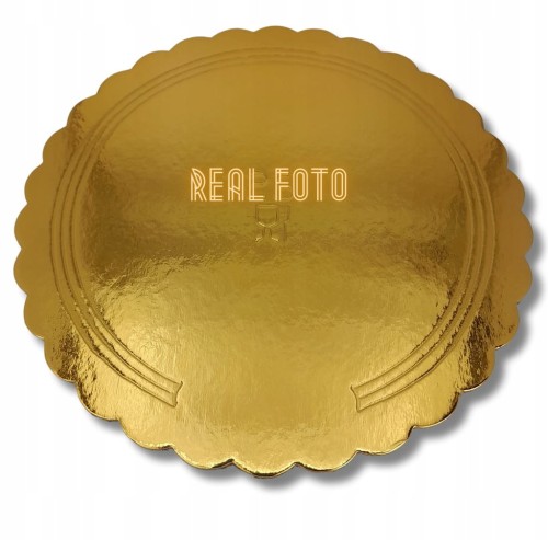 PODKŁAD POD TORT 28 CM GRUBY KARBOWANY ZŁOTY 2000g