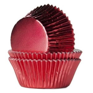 Papilotki na babeczki muffiny czerwone metalizowane 25 szt