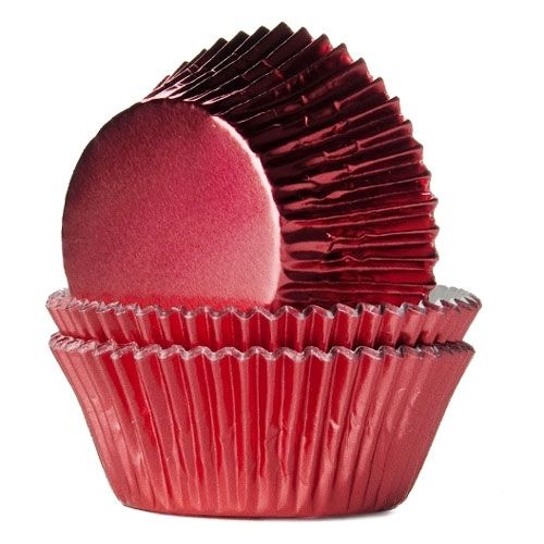 Papilotki na babeczki muffiny czerwone metalizowane 25 szt
