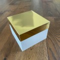 Pudełko białe na tort złote wieko 20x20x15cm