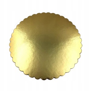 Podkład pod tort karbowany twardy 22 cm złoty